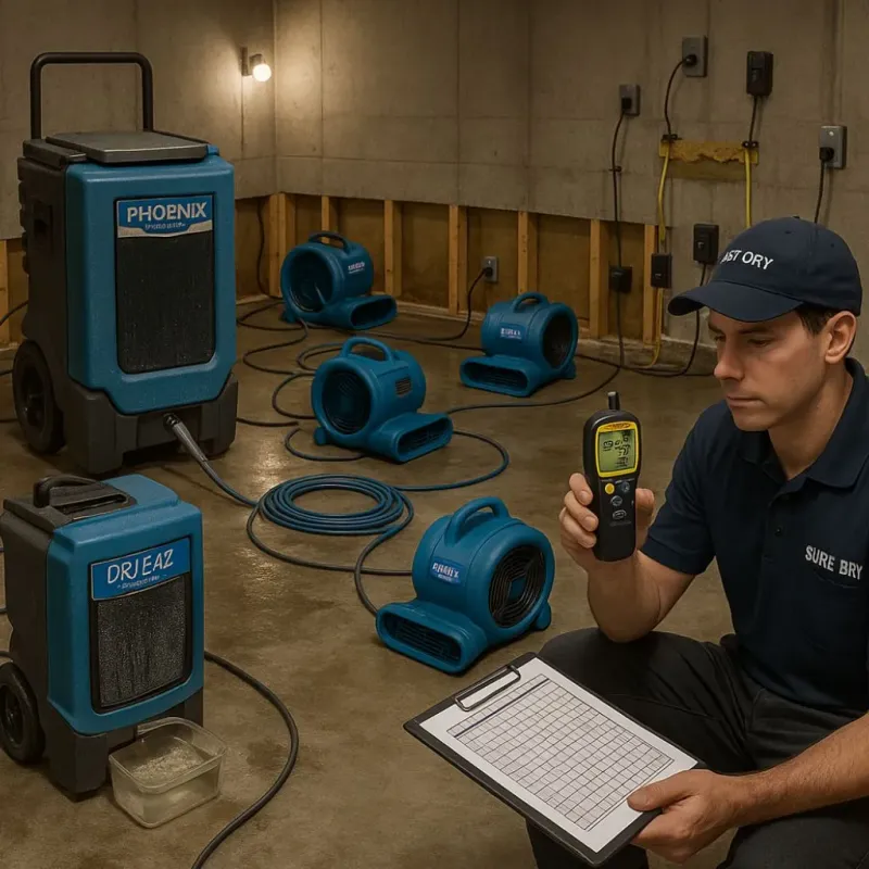Structural Drying and Dehumidification process in Hampstead, MD
